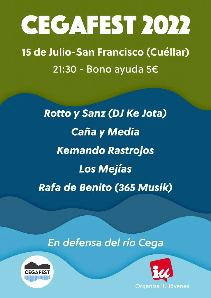 Cartel de los conciertos del Cegafest 2022 el 15 de julio en el Espacio San Francisco de Cuéllar
