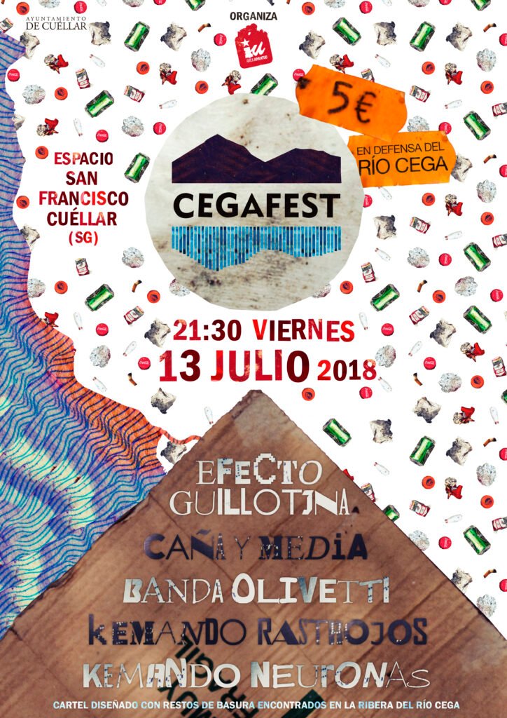 Cartel del Cegafest 2018 con el cartel musical del viernes 13 de julio en el Espacio San Francisco de Cuéllar