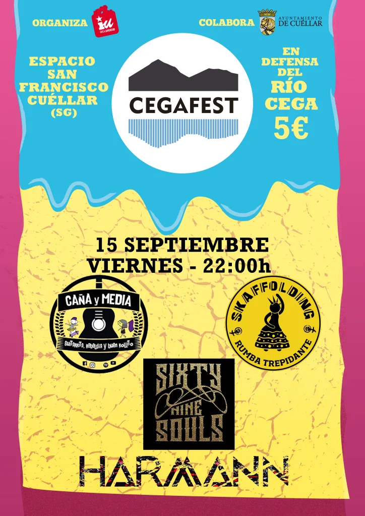 Cartel de los conciertos del Cegafest 2023 en Cuéllar