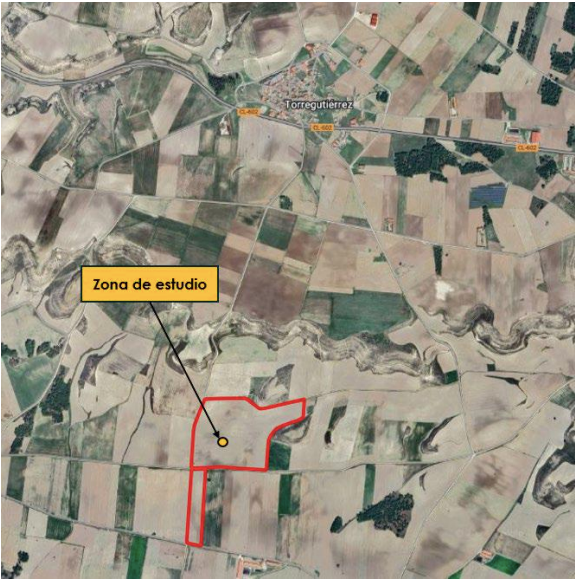 Plano de ubicación de la planta de biogás de Bio Frontera junto a Torregutiérrez, en el término municipal de Cuéllar